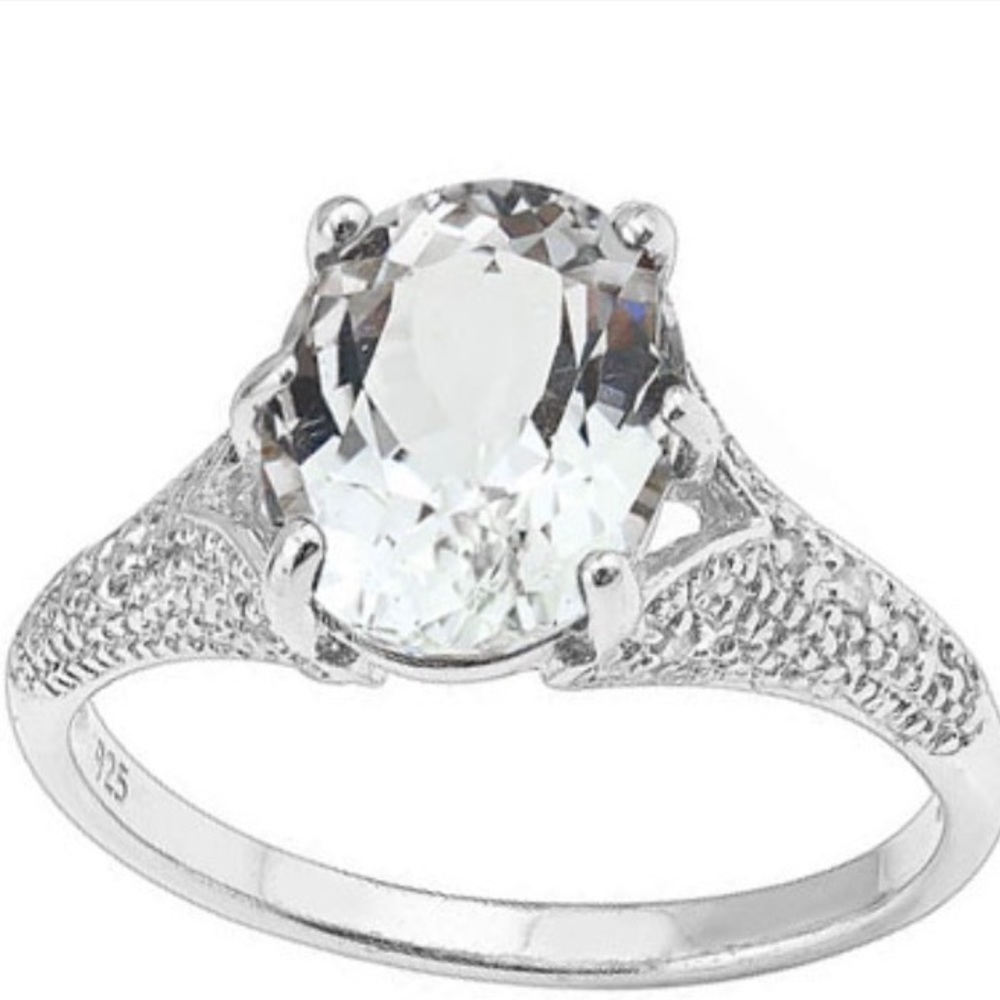 White Topaz and diamond ring